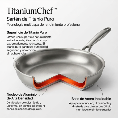 TitaniumChef™ – El Pack de  3 Sartenes Más Resistente del Mundo, Ahora en Tu Cocina
