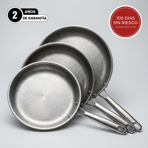 TitaniumChef™ – El Pack de  3 Sartenes Más Resistente del Mundo, Ahora en Tu Cocina