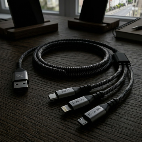 Cable de Carga Rápida 3-en-1 Reforzado