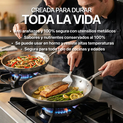 TitaniumChef™ – El Pack de  3 Sartenes Más Resistente del Mundo, Ahora en Tu Cocina